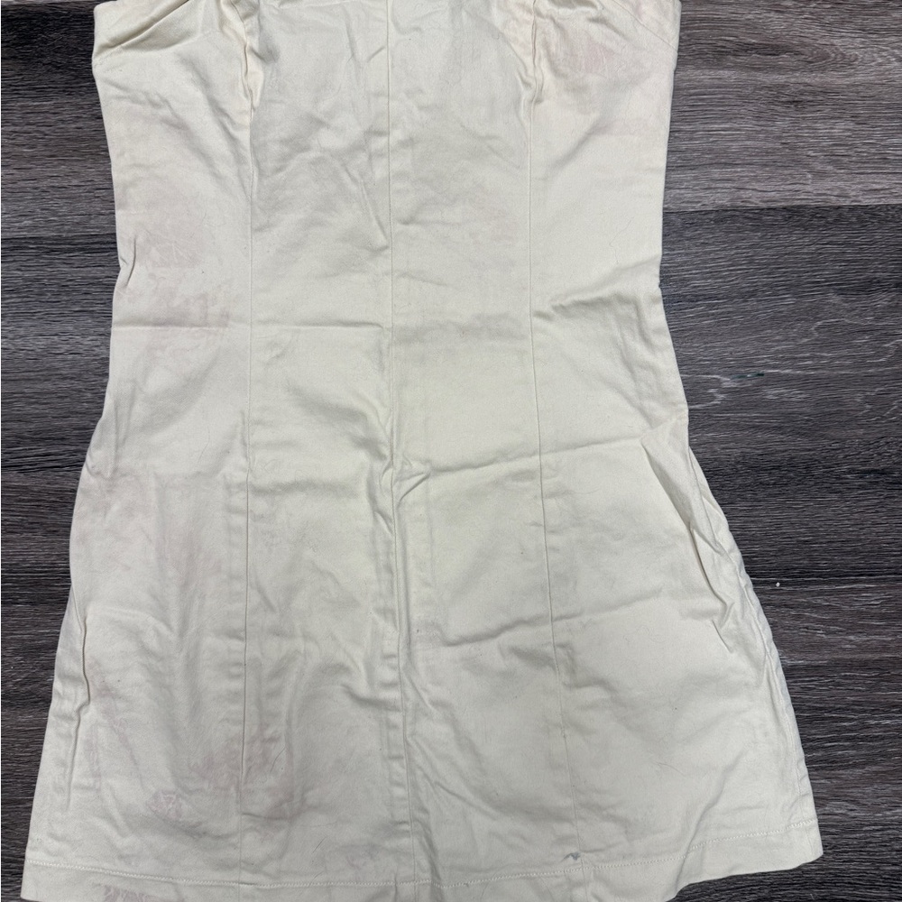 La Hearts Cream Strapless Dress